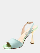 Sandalen met glitters en hak - Zeegroen