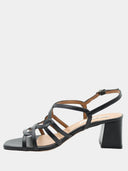 Sandalen met vierkante middelhoge hak - Zwart