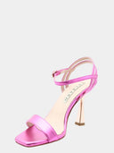 Metallic sandalen met hak - Fuchsiaroze