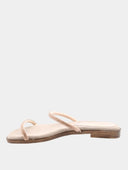 Platte muiltjes met strassteentjes - Beige