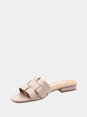 Leren muiltjes met platte hak - Beige