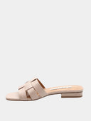 Leren muiltjes met platte hak - Beige