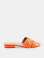  Mules en cuir orange Albano avec devant lacé et talon plat de 2,5 cm. Chaussures élégantes et confortables pour toutes occasions.
