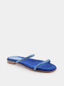 Platte suède muiltjes - Blauw
