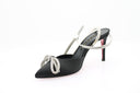 Satijnen pumps met hak - Zwart