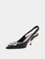 ALEXANDER MCQUEEN - Pearl Patch Sling - Zwart/Zilver 