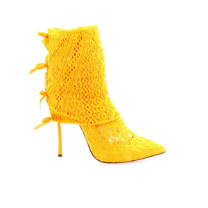 CASADEI - Bottes pour Femmes en dentelle extensible en tissu tricoté - Jaune