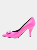 Leren pumps met hak - Fuchsia