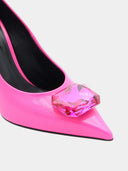Leren pumps met hak - Fuchsia