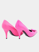 Leren pumps met hak - Fuchsia