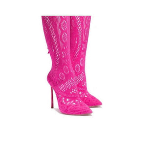 CASADEI® - Bottes pour Femmes en dentelle extensible en tissu tricoté - Fuchsia