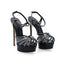 CASADEI® - Sandales Plateformes Femmes en cuir noir - Flora Cristal