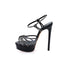 CASADEI® - Sandales Plateformes Femmes en cuir noir - Flora Cristal