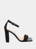 Women's Velvet Heeled Sandals - Black