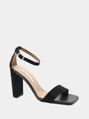 Women's Velvet Heeled Sandals - Black