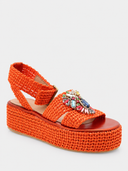 Platform raffia sandal - Orange