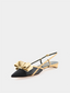 RUPERT SANDERSON - Fay 05 Bow Sling - Goud en Zwart 