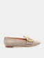 mocassins Rupert Sanderson Chesla Loafer en cuir suède smoke avec bout pointu et détail doré, mocassins Rupert Sanderson avec semelle en cuir et décor doré, chaussures Rupert Sanderson Chesla Loafer suède smoke bout pointu, mocassins élégants Rupert Sanderson pour femme avec décoration dorée à l’avant