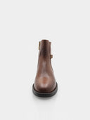 Bottines en cuir à boucle dorée – Marron - SOFIA/LEN