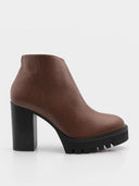 Bottines en cuir à talon haut – Cognac - Momento Moda