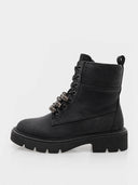Bottines biker à ornements métalliques – Noir - Marque Italienne Luciano Barachini