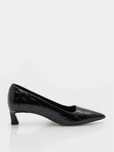 Escarpins à bout pointu en cuir effet croco – Noir - Marque Italienne Roberto Serpentini
