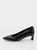 Escarpins à bout pointu en cuir effet croco – Noir - Marque Italienne Roberto Serpentini
