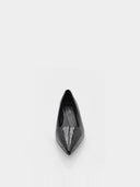 Escarpins à bout pointu en cuir effet croco – Noir - Marque Italienne Roberto Serpentini