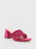 Sandalen met blokhak en gevlochten bandjes - Fuchsia
