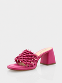 Sandalen met blokhak en gevlochten bandjes - Fuchsia
