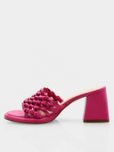 Sandalen met blokhak en gevlochten bandjes - Fuchsia