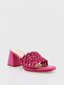 Sandales à talon bloc avec brides tressées - Fuchsia