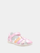 Sandales fermées enfant à velcro - Rose métallisé