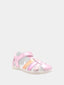 Sandales fermées enfant à velcro - Rose métallisé