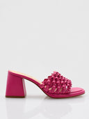 Sandalen met blokhak en gevlochten bandjes - Fuchsia