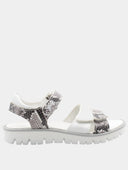 Sandales ouvertes enfant à motif reptile - Blanc et gris
