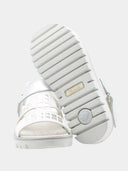 Children's open-toed sandals with straps and silver details - White and grey