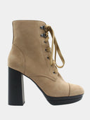 Bottines à talon bloc (11,5cm) - Camel